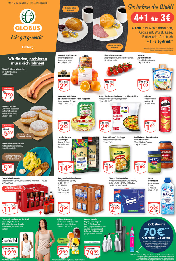Aktuelles Werbeprospekt von GLOBUS mit Angeboten vom 16.02.2026 bis 21.02.2026