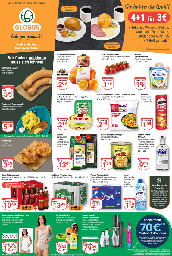 Aktuelles Werbeprospekt von GLOBUS mit Angeboten vom 16.02.2026 bis 21.02.2026