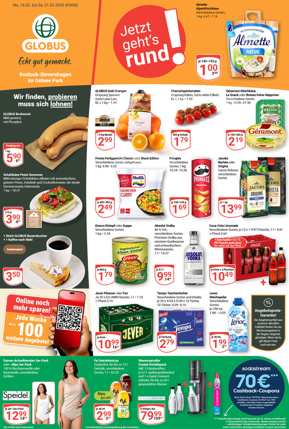 Kommendes Werbeprospekt von GLOBUS mit Angeboten vom 16.02.2026 bis 21.02.2026