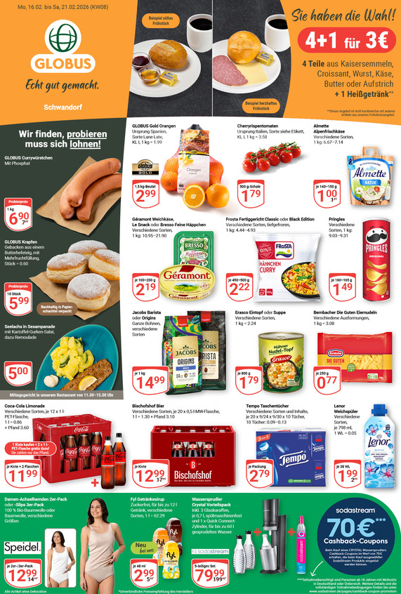Aktuelles Werbeprospekt von GLOBUS mit Angeboten vom 16.02.2026 bis 21.02.2026