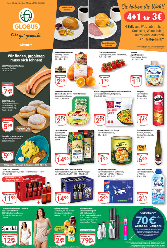 Aktuelles Werbeprospekt von GLOBUS mit Angeboten vom 16.02.2026 bis 21.02.2026