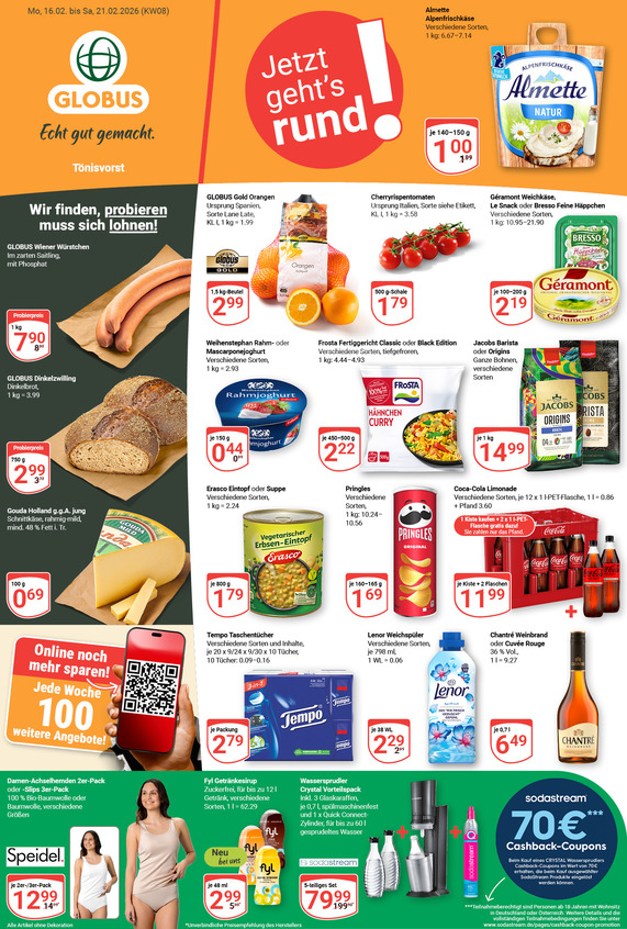 Aktuelles Werbeprospekt von GLOBUS mit Angeboten vom 16.02.2026 bis 21.02.2026