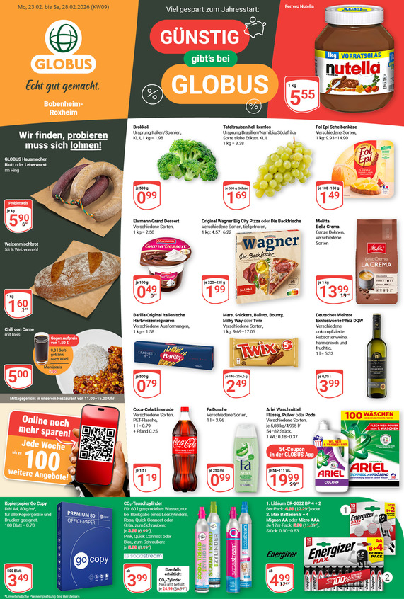 Kommendes Werbeprospekt von GLOBUS mit Angeboten vom 23.02.2026 bis 28.02.2026