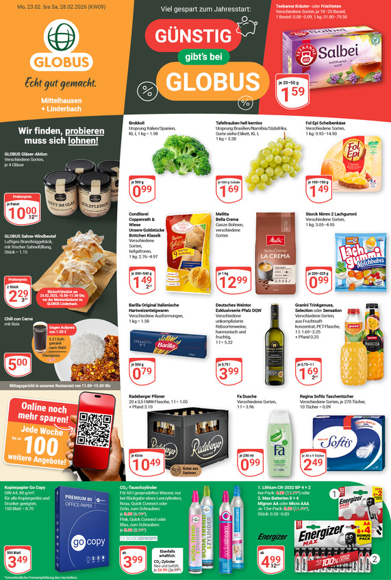 Kommendes Werbeprospekt von GLOBUS mit Angeboten vom 23.02.2026 bis 28.02.2026