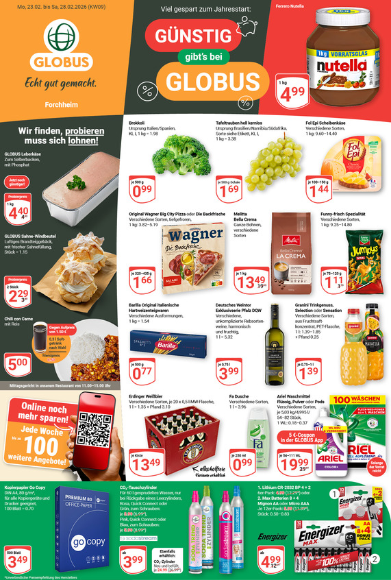 Kommendes Werbeprospekt von GLOBUS mit Angeboten vom 23.02.2026 bis 28.02.2026