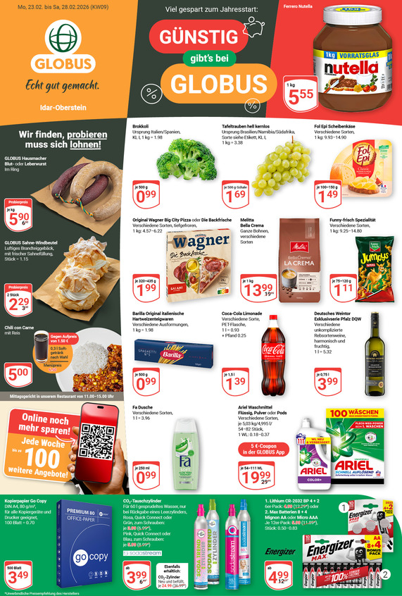 Kommendes Werbeprospekt von GLOBUS mit Angeboten vom 23.02.2026 bis 28.02.2026