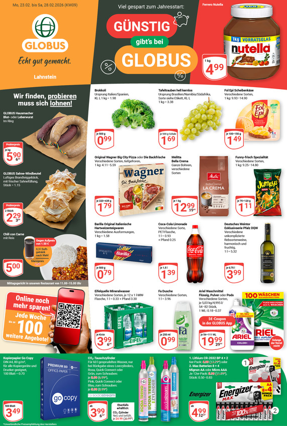 Kommendes Werbeprospekt von GLOBUS mit Angeboten vom 23.02.2026 bis 28.02.2026