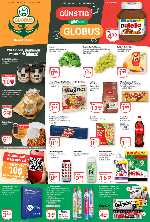 Kommendes Werbeprospekt von GLOBUS mit Angeboten vom 23.02.2026 bis 28.02.2026