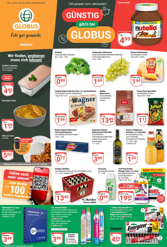 Kommendes Werbeprospekt von GLOBUS mit Angeboten vom 23.02.2026 bis 28.02.2026