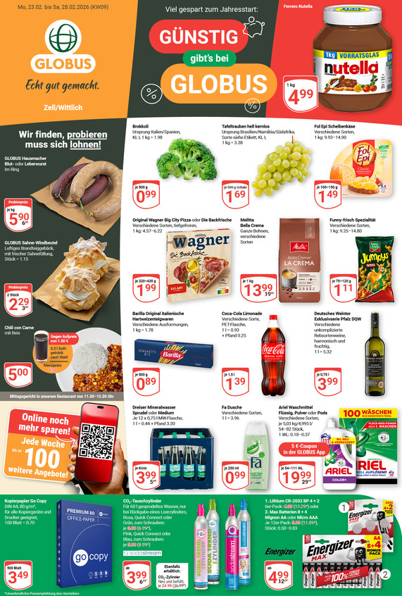 Kommendes Werbeprospekt von GLOBUS mit Angeboten vom 23.02.2026 bis 28.02.2026