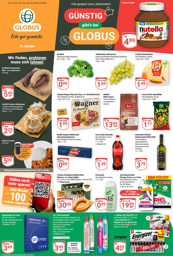 Aktuelles Werbeprospekt von GLOBUS mit Angeboten vom 23.02.2026 bis 28.02.2026