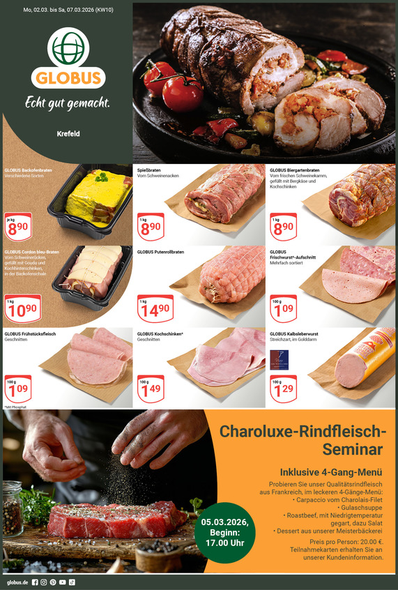 Kommendes Werbeprospekt von GLOBUS mit Angeboten vom 02.03.2026 bis 07.03.2026