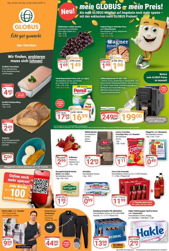 Aktuelles Werbeprospekt von GLOBUS mit Angeboten vom 09.03.2026 bis 14.03.2026