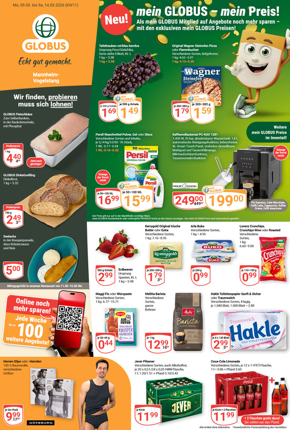 Aktuelles Werbeprospekt von GLOBUS mit Angeboten vom 09.03.2026 bis 14.03.2026