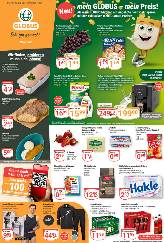 Aktuelles Werbeprospekt von GLOBUS mit Angeboten vom 09.03.2026 bis 14.03.2026