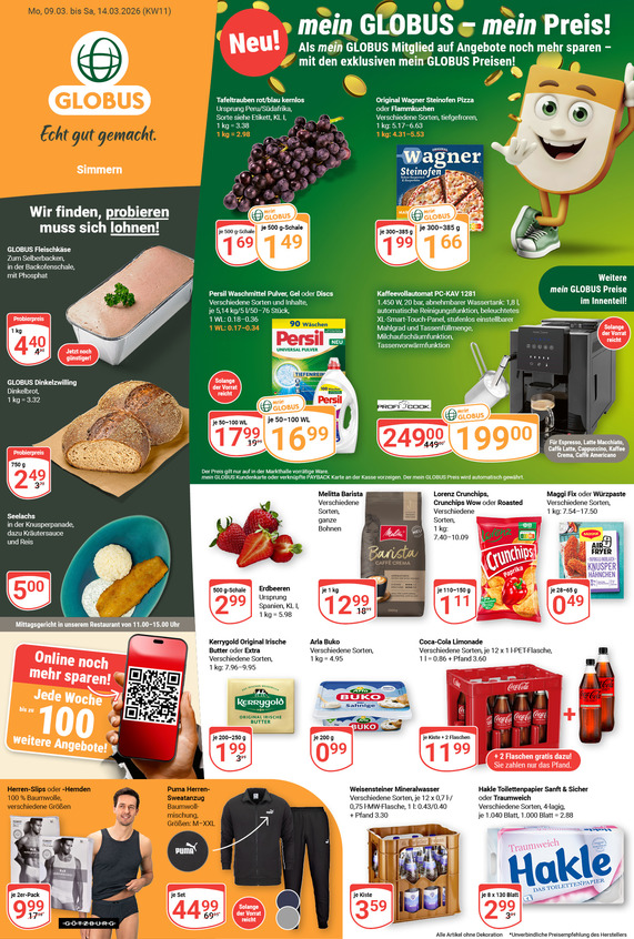 Aktuelles Werbeprospekt von GLOBUS mit Angeboten vom 09.03.2026 bis 14.03.2026