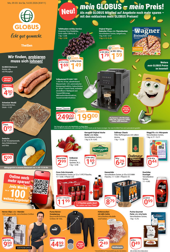 Kommendes Werbeprospekt von GLOBUS mit Angeboten vom 09.03.2026 bis 14.03.2026