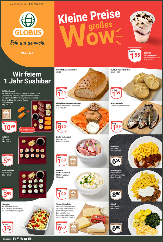 Aktuelles Werbeprospekt von GLOBUS mit Angeboten vom 09.03.2026 bis 14.03.2026