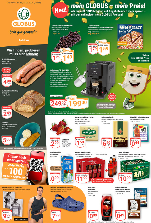 Kommendes Werbeprospekt von GLOBUS mit Angeboten vom 09.03.2026 bis 14.03.2026