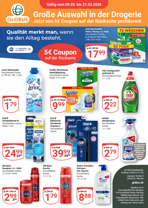 Aktuelles Sonderprospekt von GLOBUS mit Angeboten vom 09.03.2026 bis 21.03.2026