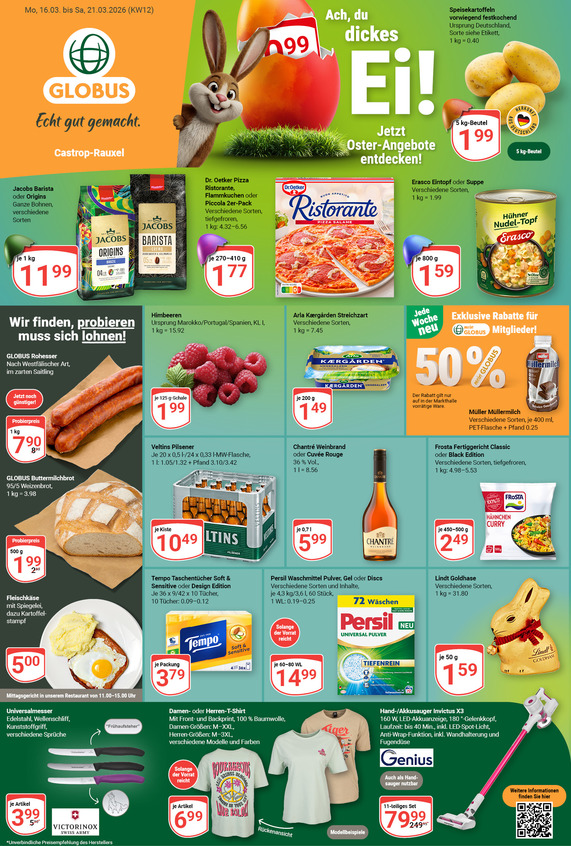 Aktuelles Werbeprospekt von GLOBUS mit Angeboten vom 16.03.2026 bis 21.03.2026