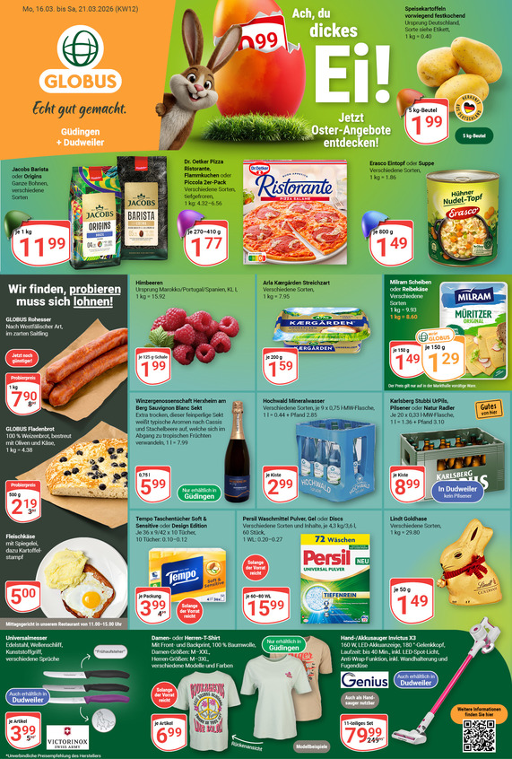 Aktuelles Werbeprospekt von GLOBUS mit Angeboten vom 16.03.2026 bis 21.03.2026