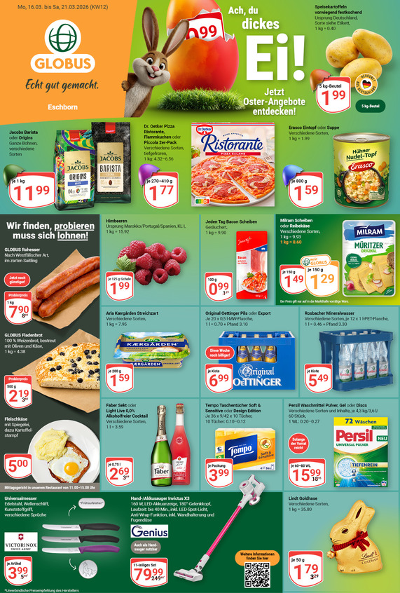 Kommendes Werbeprospekt von GLOBUS mit Angeboten vom 16.03.2026 bis 21.03.2026