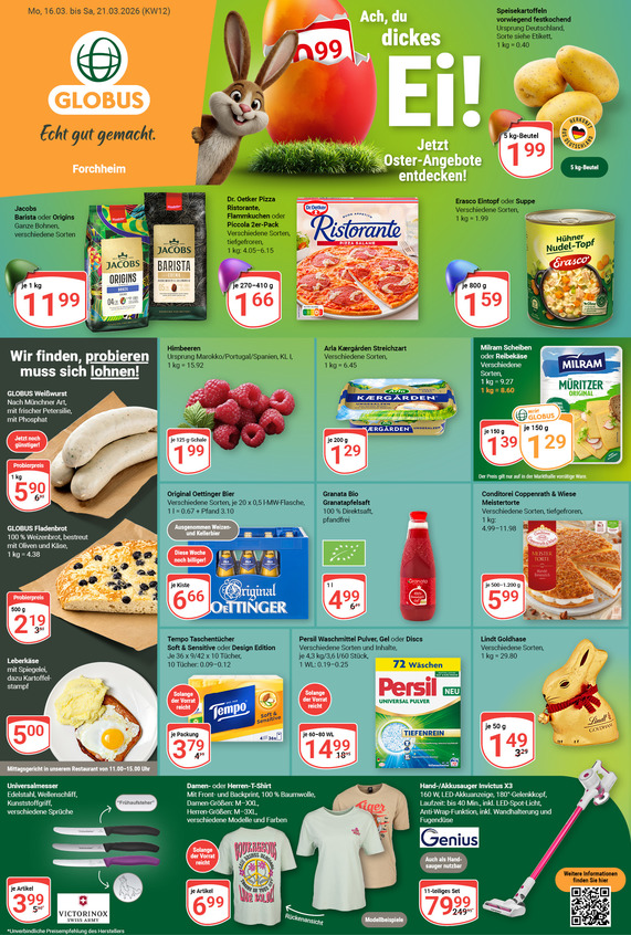 Aktuelles Werbeprospekt von GLOBUS mit Angeboten vom 16.03.2026 bis 21.03.2026