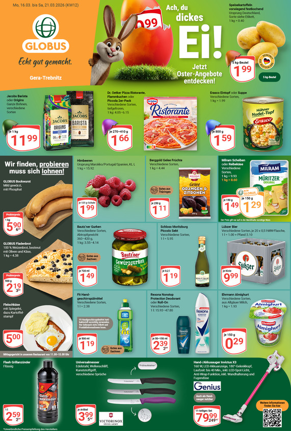 Aktuelles Werbeprospekt von GLOBUS mit Angeboten vom 16.03.2026 bis 21.03.2026