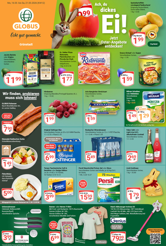 Kommendes Werbeprospekt von GLOBUS mit Angeboten vom 16.03.2026 bis 21.03.2026