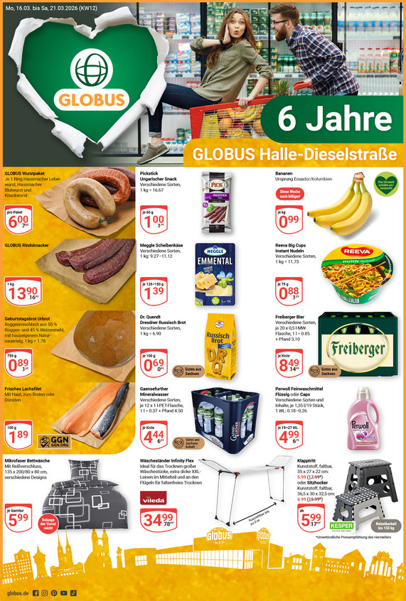 Aktuelles Werbeprospekt von GLOBUS mit Angeboten vom 16.03.2026 bis 21.03.2026