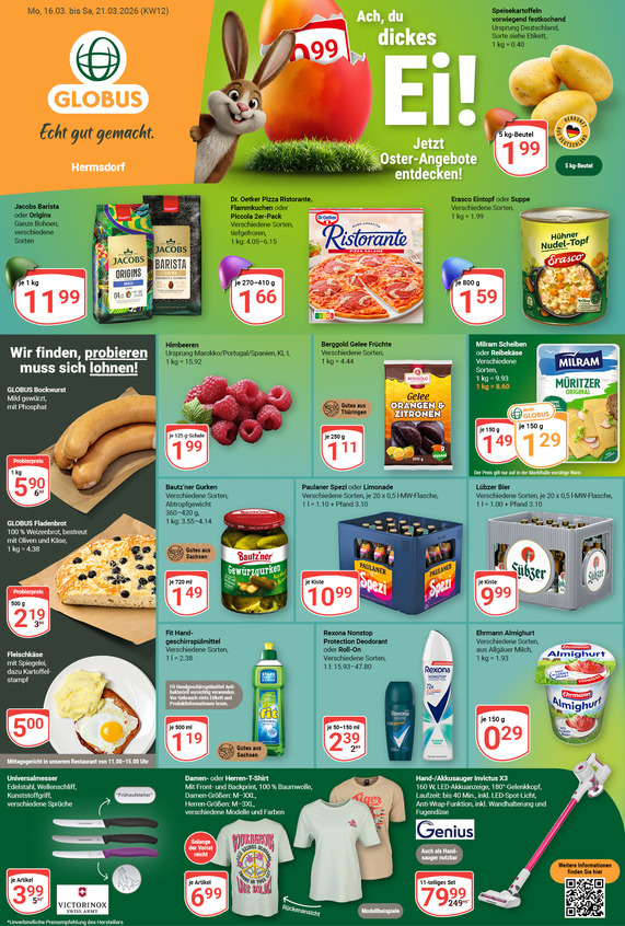 Aktuelles Werbeprospekt von GLOBUS mit Angeboten vom 16.03.2026 bis 21.03.2026