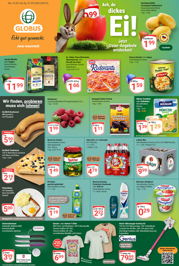 Aktuelles Werbeprospekt von GLOBUS mit Angeboten vom 16.03.2026 bis 21.03.2026