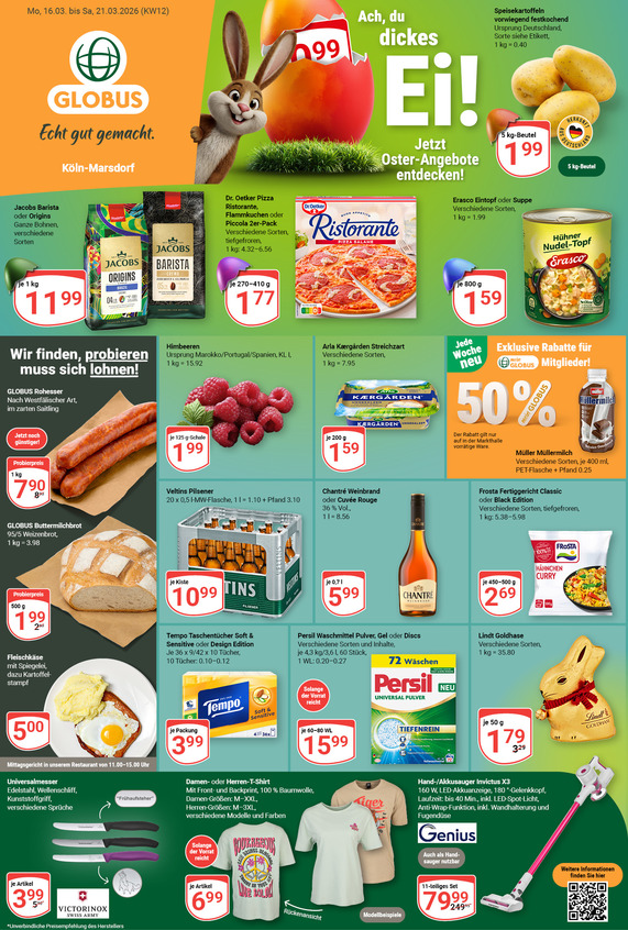Kommendes Werbeprospekt von GLOBUS mit Angeboten vom 16.03.2026 bis 21.03.2026