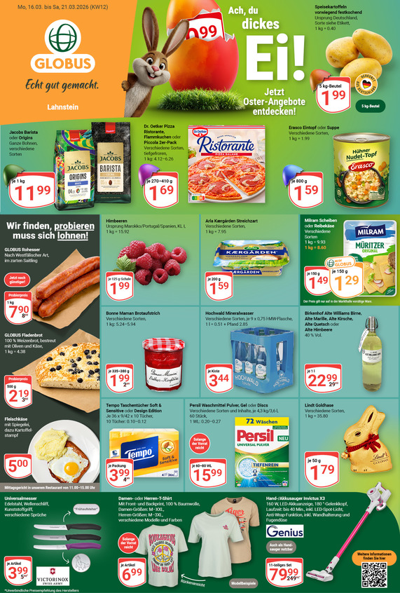 Aktuelles Werbeprospekt von GLOBUS mit Angeboten vom 16.03.2026 bis 21.03.2026