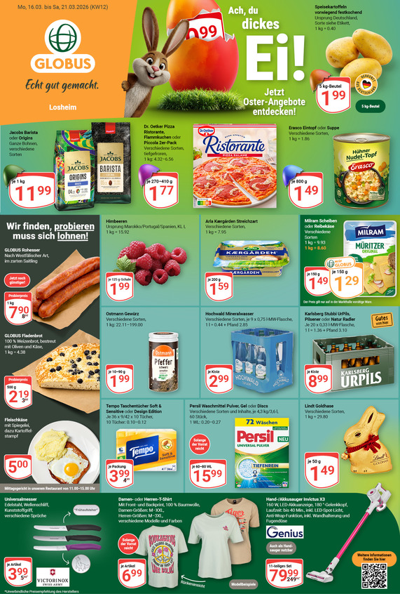 Aktuelles Werbeprospekt von GLOBUS mit Angeboten vom 16.03.2026 bis 21.03.2026