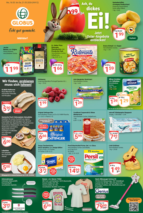 Aktuelles Werbeprospekt von GLOBUS mit Angeboten vom 16.03.2026 bis 21.03.2026