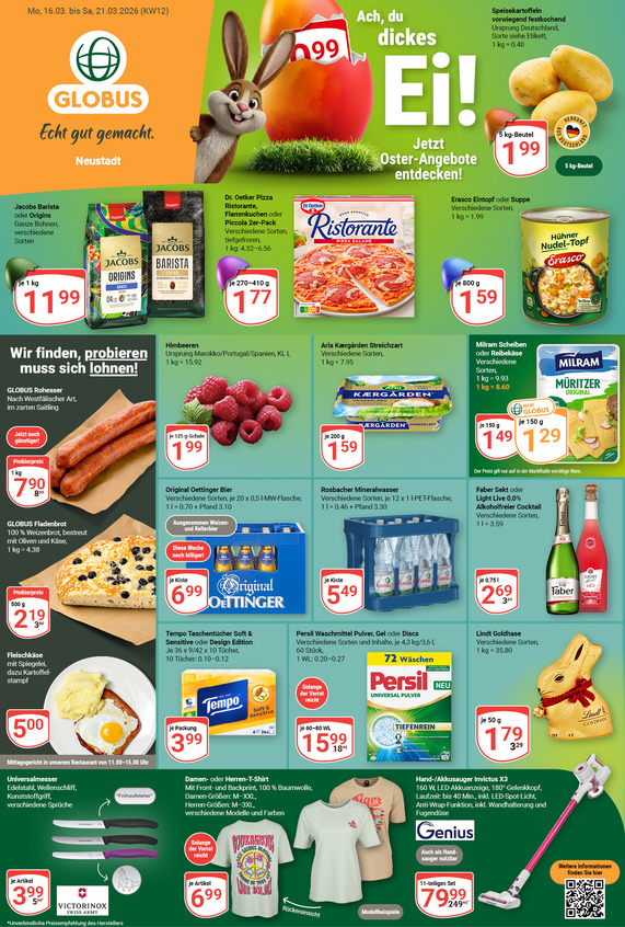 Kommendes Werbeprospekt von GLOBUS mit Angeboten vom 16.03.2026 bis 21.03.2026