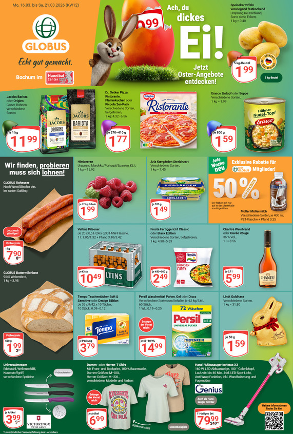 Kommendes Werbeprospekt von GLOBUS mit Angeboten vom 16.03.2026 bis 21.03.2026