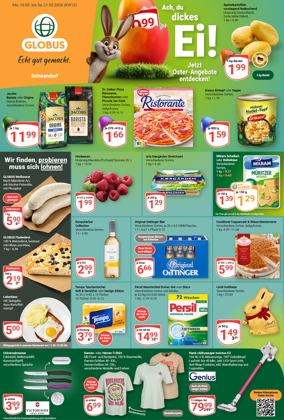 Kommendes Werbeprospekt von GLOBUS mit Angeboten vom 16.03.2026 bis 21.03.2026