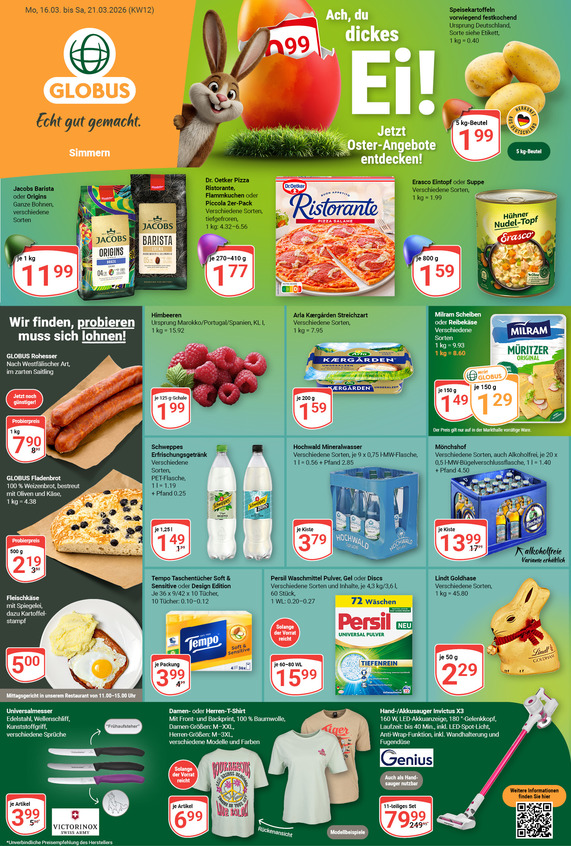 Aktuelles Werbeprospekt von GLOBUS mit Angeboten vom 16.03.2026 bis 21.03.2026
