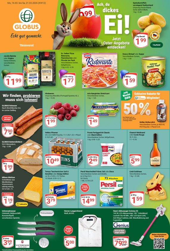 Aktuelles Werbeprospekt von GLOBUS mit Angeboten vom 16.03.2026 bis 21.03.2026