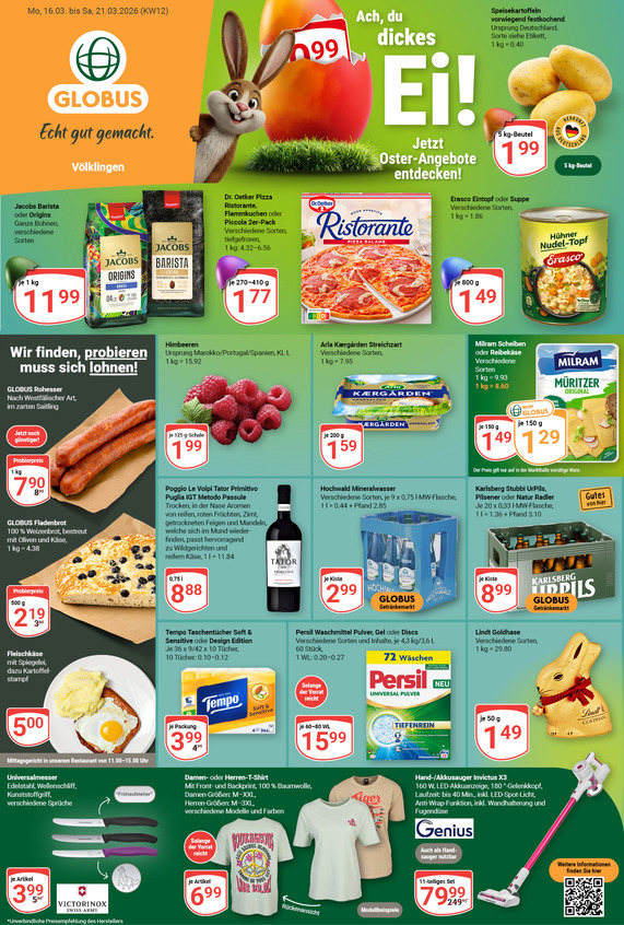 Aktuelles Werbeprospekt von GLOBUS mit Angeboten vom 16.03.2026 bis 21.03.2026