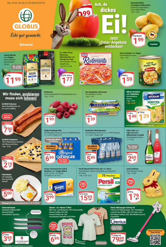 Aktuelles Werbeprospekt von GLOBUS mit Angeboten vom 16.03.2026 bis 21.03.2026