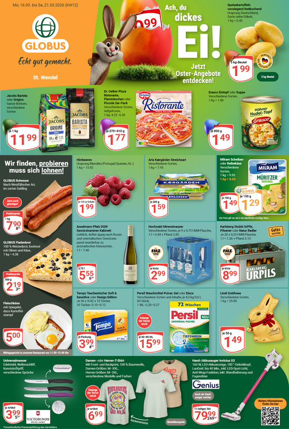 Aktuelles Werbeprospekt von GLOBUS mit Angeboten vom 16.03.2026 bis 21.03.2026