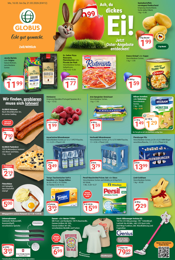 Kommendes Werbeprospekt von GLOBUS mit Angeboten vom 16.03.2026 bis 21.03.2026