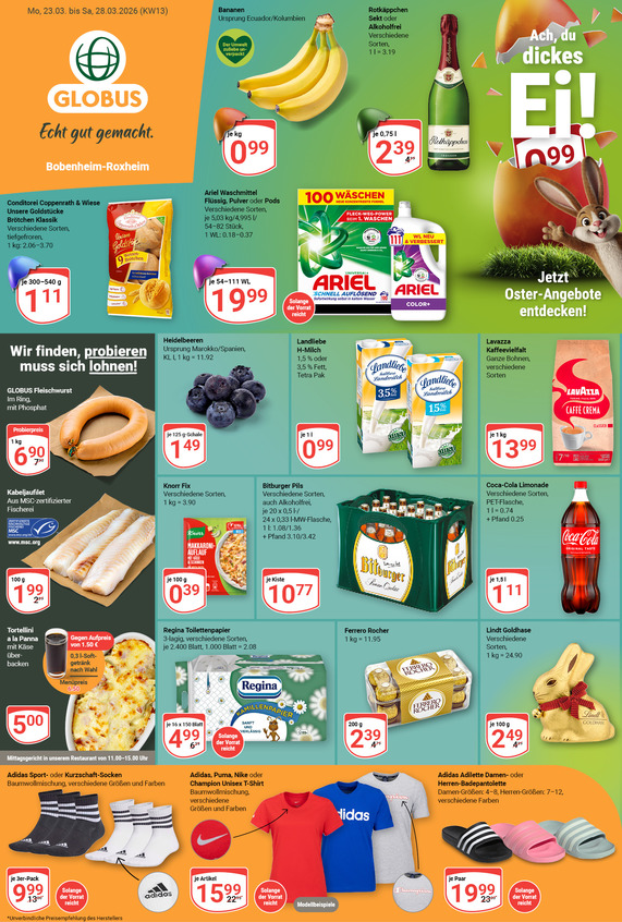 Kommendes Werbeprospekt von GLOBUS mit Angeboten vom 23.03.2026 bis 28.03.2026