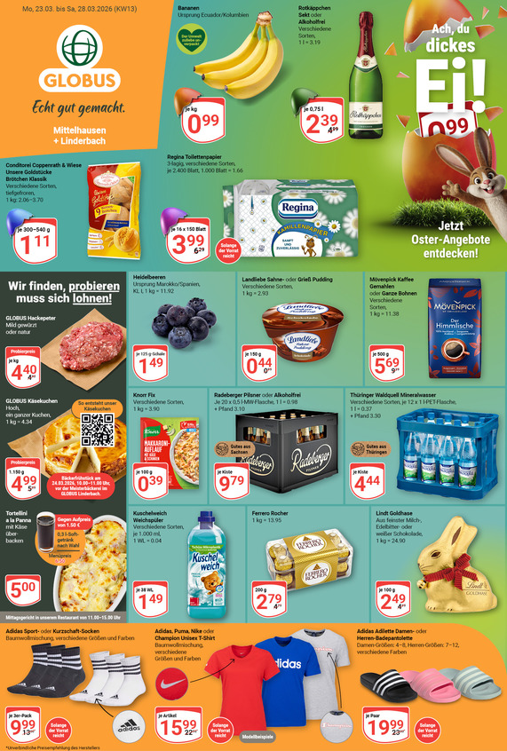 Kommendes Werbeprospekt von GLOBUS mit Angeboten vom 23.03.2026 bis 28.03.2026