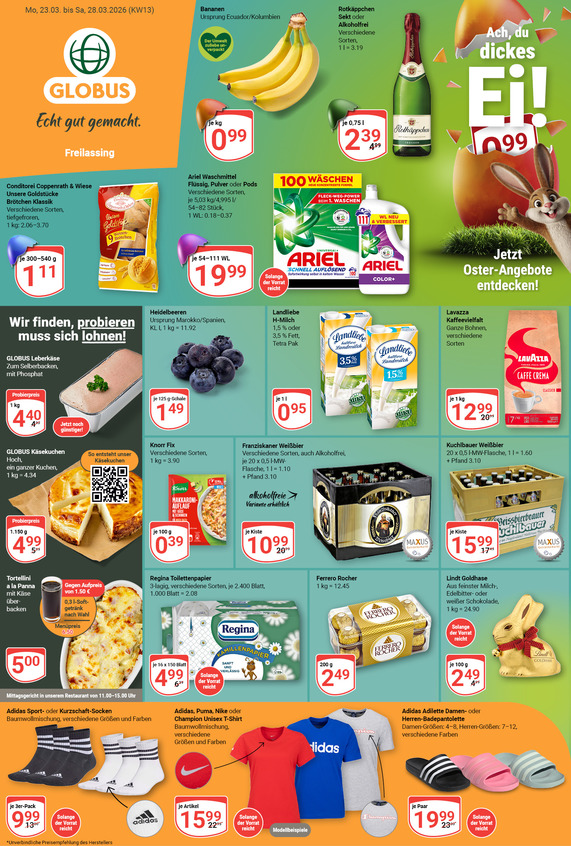 Aktuelles Werbeprospekt von GLOBUS mit Angeboten vom 23.03.2026 bis 28.03.2026
