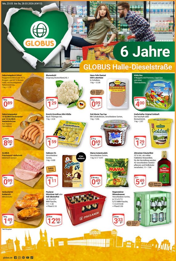 Kommendes Werbeprospekt von GLOBUS mit Angeboten vom 23.03.2026 bis 28.03.2026